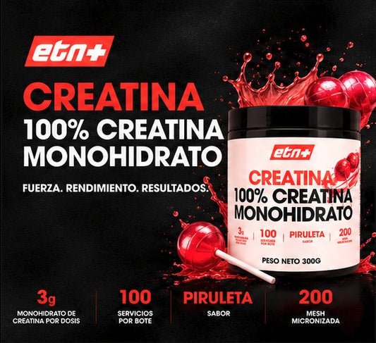 Creatina Monohidrato 200 Mesh Sabor Piruleta ETN+ | 300g