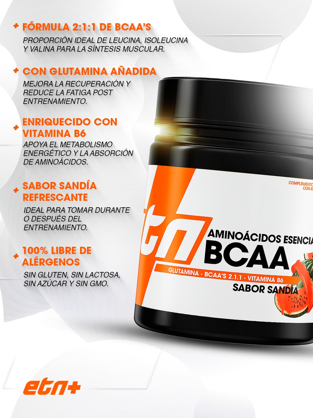 BCAA Sabor Sandía   Aminoácidos Esenciales (300g)