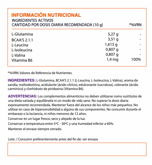 BCAA Sabor Sandía   Aminoácidos Esenciales (300g)