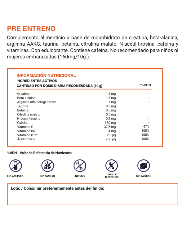 Pre-Entreno - Sabor Naranja (300 g)
