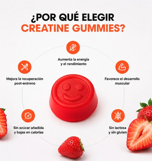 Creatina Gummies | Sabor Fresa (60 gummies) - Sin Azúcar
