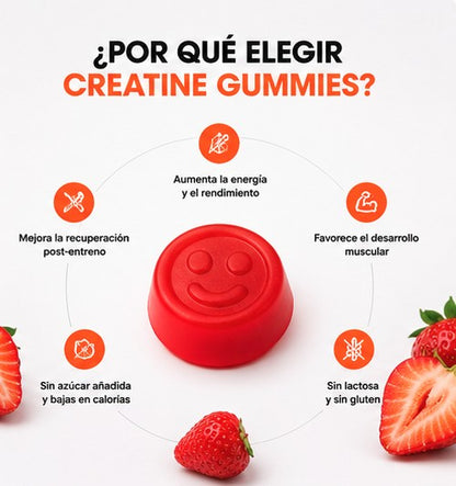 Creatina Gummies | Sabor Fresa (60 gummies) - Sin Azúcar