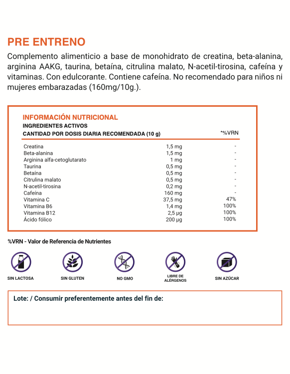 Pre-Entreno - Sabor Frutos del Bosque (300 g)