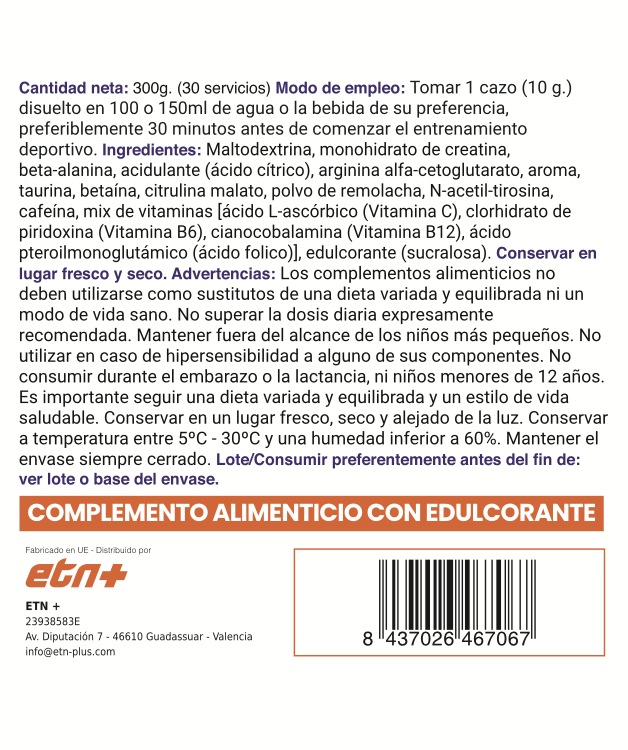 Pre-Entreno - Sabor Frutos del Bosque (300 g)