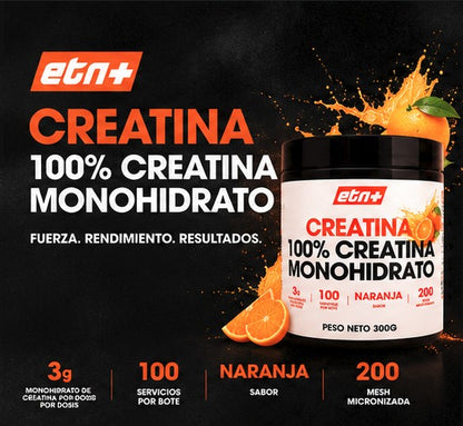 Creatina Monohidrato 200 Mesh Sabor Naranja ETN+ | 300g