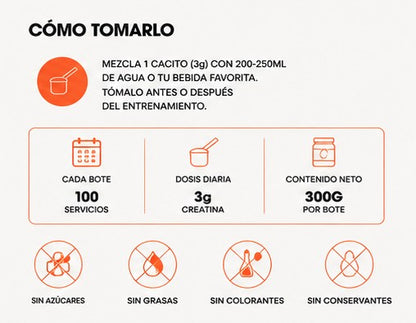 Creatina Monohidrato 200 Mesh Sabor Naranja ETN+ | 300g