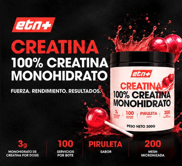 Creatina Monohidrato 200 Mesh Sabor Piruleta ETN+ | 300g