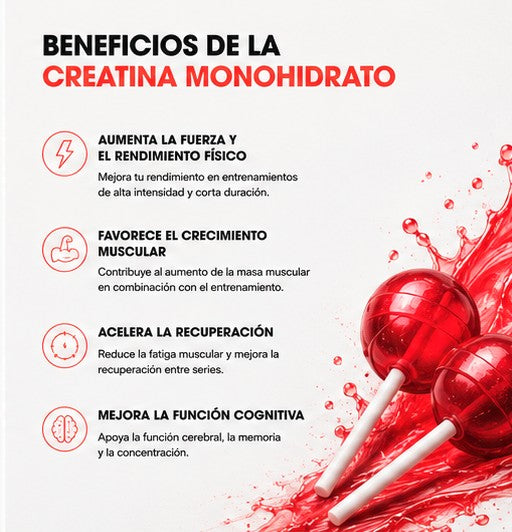 Creatina Monohidrato 200 Mesh Sabor Piruleta ETN+ | 300g