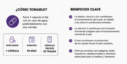 Piel, Cabello y Uñas COMPLEX | Freno Anticaída y Regeneración Total (90 Cápsulas)